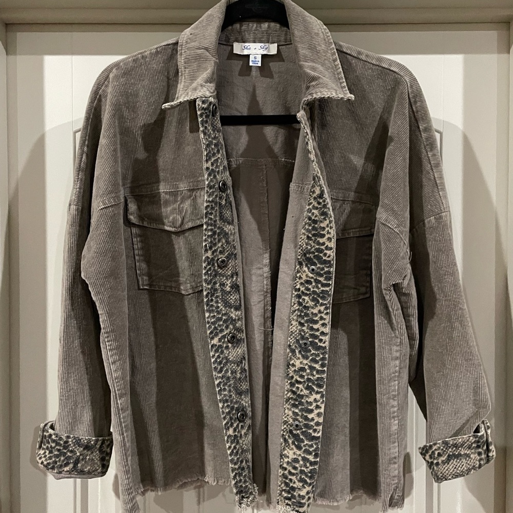 She & Sky Olive Corduroy Jacket